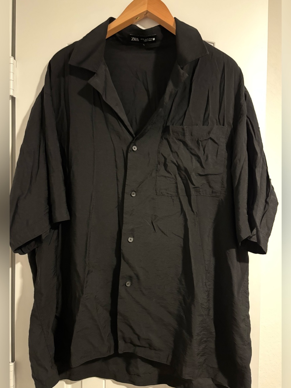 Zara Men’s Black Short Sleeve Button Down Shirt XL